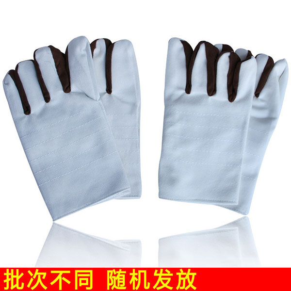 耐磨电焊手套短皮白革布手套劳保防护工作帆布搬运手套批发
