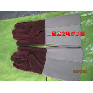 长款电焊手套全牛皮劳保手套 耐磨隔热防烫焊工作业手套