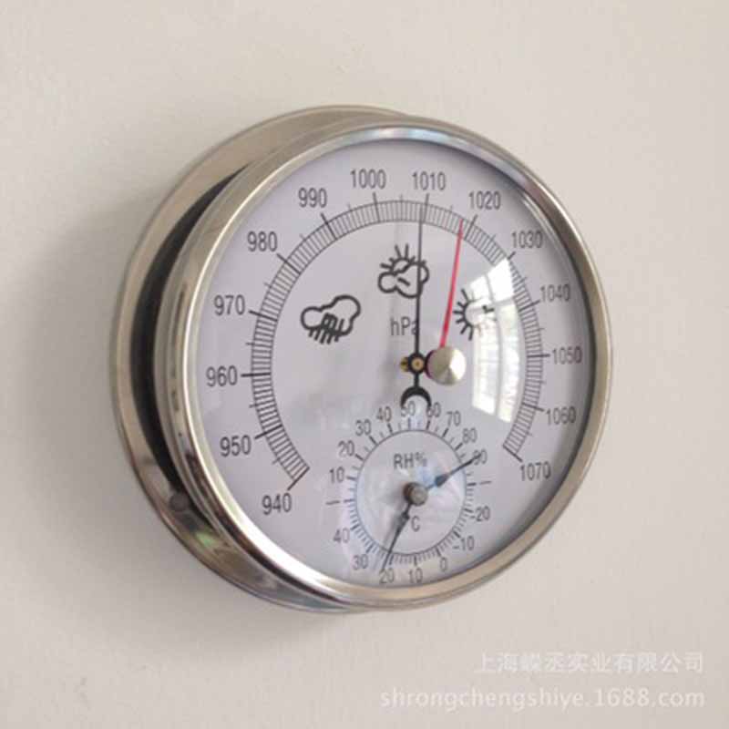 不锈钢)温湿压综合仪三合一 150mm不锈钢气压计 不锈钢温湿度计